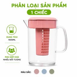 Ca Nước Có Quai Cầm Lõi Lọc Trà Trái Cây GD59 - Bình Nước Lọc Có Nắp Và Lõi Lọc Ngăn Côn Trùng 8