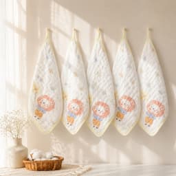 Khăn Sữa Muslin nhăn 6 Lớp 25x25 Có Dây Treo - Khăn Xô Nhăn Cotton Mềm Mại Khăn Mặt Khăn Lau Cho Bé 7