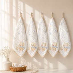 Khăn Sữa Muslin nhăn 6 Lớp 25x25 Có Dây Treo - Khăn Xô Nhăn Cotton Mềm Mại Khăn Mặt Khăn Lau Cho Bé 8