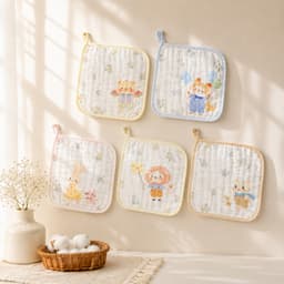 Khăn Sữa Muslin nhăn 6 Lớp 25x25 Có Dây Treo - Khăn Xô Nhăn Cotton Mềm Mại Khăn Mặt Khăn Lau Cho Bé 3