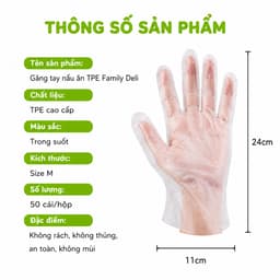 Găng Tay Nấu Ăn TPE Siêu Dai Family Deli 50 Cái An Toàn Thực Phẩm Co Giãn Tốt Dùng Một Lần Tiện Lợi GD60 6