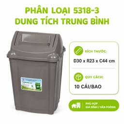 Thùng Rác Nắp Lật Tự Cân Bằng Nhựa PP Cao Cấp Nắp Tự Đóng Đa Dung Tích Gia Đình GD78 8