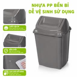 Thùng Rác Nắp Lật Tự Cân Bằng Nhựa PP Cao Cấp Nắp Tự Đóng Đa Dung Tích Gia Đình GD78 5