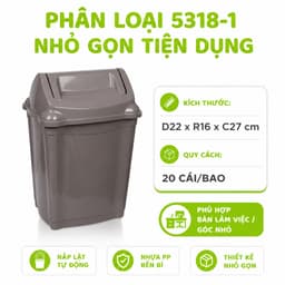 Thùng Rác Nắp Lật Tự Cân Bằng Nhựa PP Cao Cấp Nắp Tự Đóng Đa Dung Tích Gia Đình GD78 6
