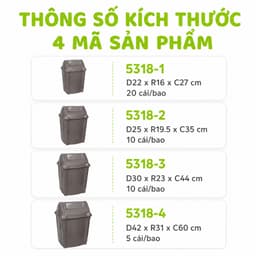 Thùng Rác Nắp Lật Tự Cân Bằng Nhựa PP Cao Cấp Nắp Tự Đóng Đa Dung Tích Gia Đình GD78 4