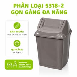 Thùng Rác Nắp Lật Tự Cân Bằng Nhựa PP Cao Cấp Nắp Tự Đóng Đa Dung Tích Gia Đình GD78 7