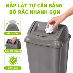 Thùng Rác Nắp Lật Tự Cân Bằng Nhựa PP Cao Cấp Nắp Tự Đóng Đa Dung Tích Gia Đình GD78 3