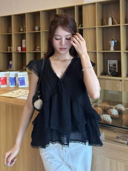 Áo Babydoll Kiểu Nữ Phối Ren Xếp Ly Bèo Tầng Phong Cách Hàn Quốc Mùa Hè Kimee - KA893 12