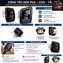Công Tắc Đèn Xe Máy 3 Chế Độ-OCCO-(Pha - Cos - Tắt) Cho Xe Wave, Dream, Vision...Bản Bóng Halogen 8