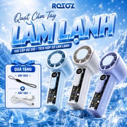Quạt Cầm Tay Làm Lạnh Siêu Nhanh 100 Cấp Gió, Có Đèn LED, Pin Trâu 4-6H, Màn Hình LED Cao Cấp 2