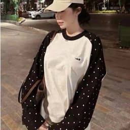Áo Raglan tay dài chấm bi nam nữ mặc đôi siêu dễ thương thời trang hàn quốc 5