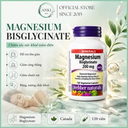 Viên Uống Magie Webber Naturals 200mg Canada Hỗ Trợ Xương Khớp Giấc Ngủ Ngon Giảm Stress - Anki Mall 1