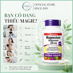 Viên Uống Magie Webber Naturals 200mg Canada Hỗ Trợ Xương Khớp Giấc Ngủ Ngon Giảm Stress - Anki Mall 2