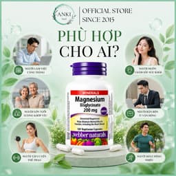 Viên Uống Magie Webber Naturals 200mg Canada Hỗ Trợ Xương Khớp Giấc Ngủ Ngon Giảm Stress - Anki Mall 7