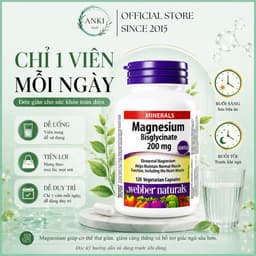 Viên Uống Magie Webber Naturals 200mg Canada Hỗ Trợ Xương Khớp Giấc Ngủ Ngon Giảm Stress - Anki Mall 8