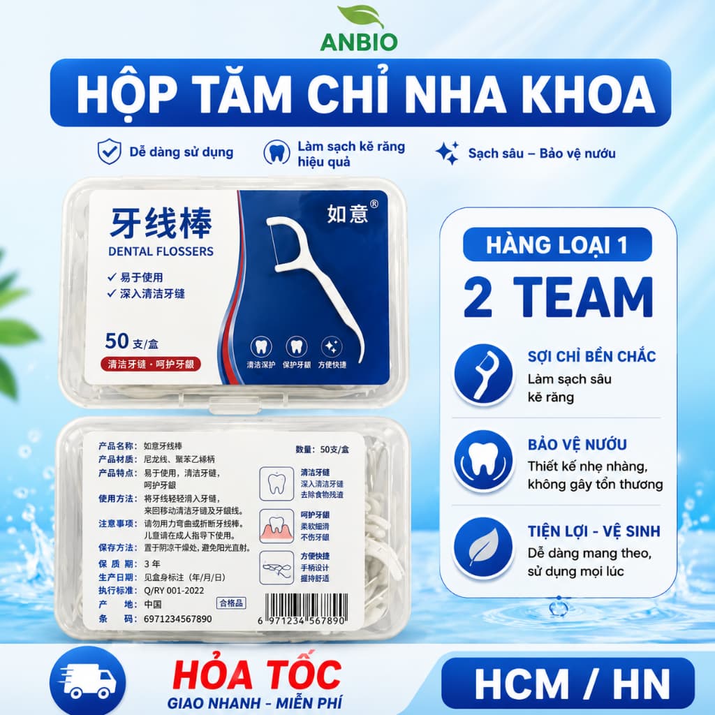 ( 9 Hộp) Tăm Chỉ Nha Khoa Tiệt Trùng Hàng  Xịn