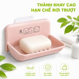Kệ Xà Phòng Gắn Tường Không Khoan Nhựa Đựng Xà Phòng GD80 - Giá Để Xà Phòng Dán Tường Thoát Nước 6