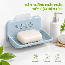 Kệ Xà Phòng Gắn Tường Không Khoan Nhựa Đựng Xà Phòng GD80 - Giá Để Xà Phòng Dán Tường Thoát Nước 4