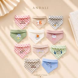 Set 5 Yếm Tam Giác Xô Muslin cao cấp 2 Lớp – Yếm Thấm Nước Cho Bé Sơ Sinh Đến 2 Tuổi 6