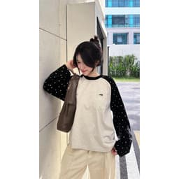 Áo Sweater Thu Đông Phối Tay Dài Hoạ Tiết Chấm Bi From Thụng Oversize Hottrend 9
