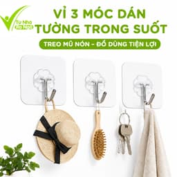 Vỉ 3 Móc Dán Tường Trong Suốt Treo Đồ Nhà Bếp GD293 - Miếng Dán Tường Treo Quần Áo Mũ Chịu Lực 1