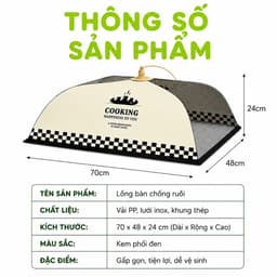 Lồng Bàn Đậy Thức Ăn Gấp Gọn Chống Côn Trùng GD61 - Lồng Chụp Vải Gấp Gọn Đậy Thức Ăn Thoáng Khí 5