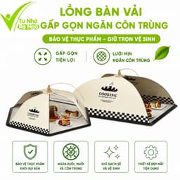 Lồng Bàn Đậy Thức Ăn Gấp Gọn Chống Côn Trùng GD61 - Lồng Chụp Vải Gấp Gọn Đậy Thức Ăn Thoáng Khí 1