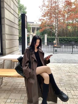 Áo Khoác Nữ Dáng Dài Form Rộng Cổ Vest 2 Hàng Nút Hàn Quốc Thanh Lịch Che Khuyết Điểm Đi Làm Đi Chơi AZ809 5