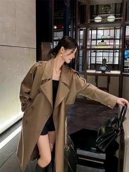 Áo Khoác Dài Nữ Trench Coat Basic Tối Giản Phong Cách Seoul Outfit Xuân Thu Chali AZ628 5
