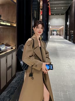 Áo Khoác Dài Nữ Trench Coat Basic Tối Giản Phong Cách Seoul Outfit Xuân Thu Chali AZ628 4