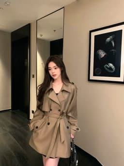 Áo Khoác Măng Tô Nữ Dáng Ngắn Cổ Vest Thắt Eo Phong Cách Hàn Quốc Thanh Lịch Sang Trọng Chali AZ89 5