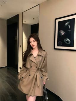 Áo Khoác Măng Tô Nữ Dáng Ngắn Cổ Vest Thắt Eo Phong Cách Hàn Quốc Thanh Lịch Sang Trọng Chali AZ89 7