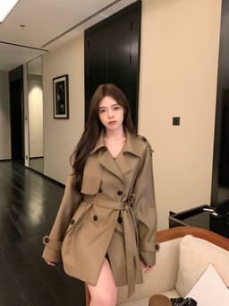 Áo Khoác Măng Tô Nữ Dáng Ngắn Cổ Vest Thắt Eo Phong Cách Hàn Quốc Thanh Lịch Sang Trọng Chali AZ89 9