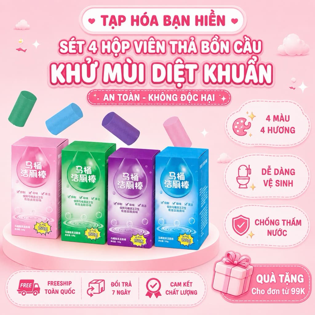 [KH]M1 Set 4 Hộp Thả Bồn Cầu, Viên Tẩy Bồn Cầu Khử Mùi Hôi Diệt Vi Khuẩn 1tuần An Toàn Không Độc Hại