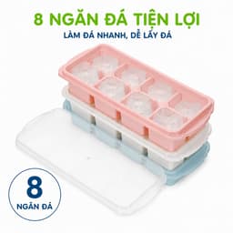 Vỉ Làm Đá Việt Nhật 6932 Có Nắp Đậy Bền Đẹp GD90 -  Khay Đựng Đá 8 Viên Chất Liệu PP Dễ Sử Dụng 3