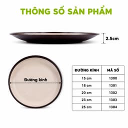 Bộ Đĩa Gốm Sứ 2 Màu Men Nhám Sang Trọng Dùng Được Lò Vi Sóng Viền Nâu Nổi Bật An Toàn GD93 3