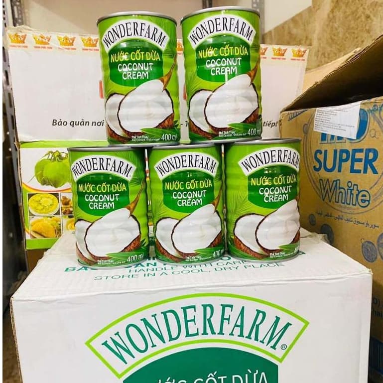1 Thùng 24 lon Nước Cốt Dừa Wonderfarm 400ml - nguyên liệu làm bánh,nấu chè dacsanvietgiasi