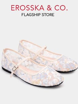 [EROSSKA] [Form 1.5] - Giày búp bê nữ balletcore lưới phối hoa quai ngang kiểu dáng basic màu kem - EL125 10