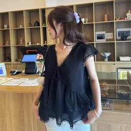 Áo Babydoll Kiểu Nữ Phối Ren Xếp Ly Bèo Tầng Phong Cách Hàn Quốc Mùa Hè Kimee - KA893 3