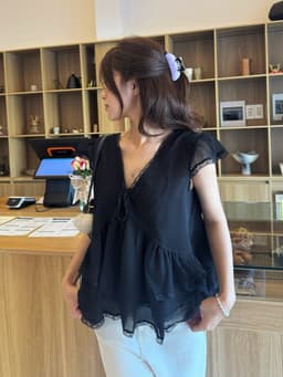Áo Babydoll Kiểu Nữ Phối Ren Xếp Ly Bèo Tầng Phong Cách Hàn Quốc Mùa Hè Kimee - KA893 6