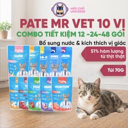 Pate Cho Mèo MR.VET Combo TIẾT KIỆM 12,24,48 Gói 70G 51% Thịt, Bổ Sung Protein,Taurine - MÉO CHÒ UNI 1