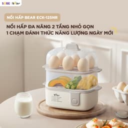 Nồi Hấp - Triệt Trùng Bear ECK-125NR, 2.4L Hấp 2 Tầng - Nhựa PP Cao Cấp, Hàng Chính Hãng 2