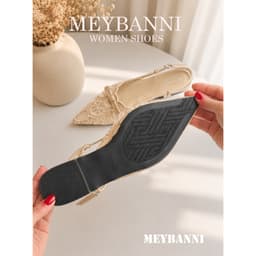 Giày Sandal Mũi Nhọn MEYBANNI Đế Bệt Ren Hoạ Tiết Thêu Sang Chảnh - B40 5