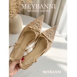 Giày Sandal Mũi Nhọn MEYBANNI Đế Bệt Ren Hoạ Tiết Thêu Sang Chảnh - B40 1