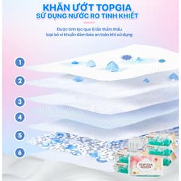 [TOP BÁN CHẠY] Khăn ướt cao cấp Topgia 80 tờ mềm mại, không cồn, không parabens dành cho mẹ và bé 4