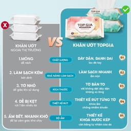 [TOP BÁN CHẠY] Khăn ướt cao cấp Topgia 80 tờ mềm mại, không cồn, không parabens dành cho mẹ và bé 3