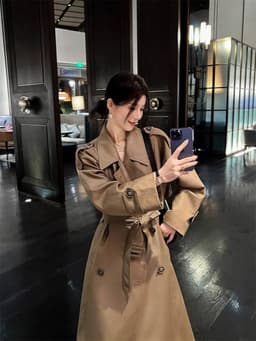 Áo Khoác Dài Nữ Trench Coat Basic Tối Giản Phong Cách Seoul Outfit Xuân Thu Chali AZ628 6