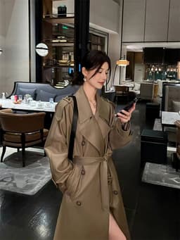 Áo Khoác Dài Nữ Trench Coat Basic Tối Giản Phong Cách Seoul Outfit Xuân Thu Chali AZ628 7