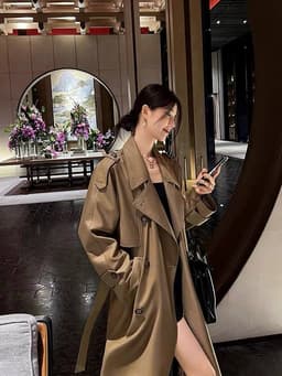 Áo Khoác Dài Nữ Trench Coat Basic Tối Giản Phong Cách Seoul Outfit Xuân Thu Chali AZ628 9
