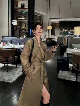 Áo Khoác Dài Nữ Trench Coat Basic Tối Giản Phong Cách Seoul Outfit Xuân Thu Chali AZ628 3